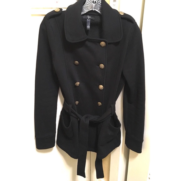 Coats | Aqua Black Cotton Pea Coat Xss 